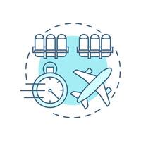 Narrow body aircraft soft blue concept icon. Customer service, comfort. Tourism, travelling. Round shape line illustration. Abstract idea. Graphic design. Easy to use in infographic, presentation vector