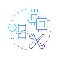 Electronic reverse engineering blue gradient concept icon. Electronic components and circuits. Technical repair. Round shape line illustration. Abstract idea. Graphic design. Easy to use in article vector