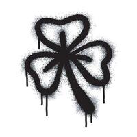 Spray paint graffiti leaf clover sign black on white. leaf symbol. isolated on white background. vector