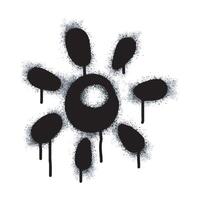 Spray Painted Graffiti Sunshine icon Sprayed isolated with a white background. graffiti sun summer weather symbol with over spray in black over white. vector