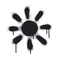 Spray Painted Graffiti Sunshine icon Sprayed isolated with a white background. graffiti sun summer weather symbol with over spray in black over white. vector
