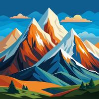 A mountain landscape with trees and mountains vector