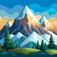 A mountain landscape with trees and mountains vector