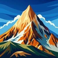 A mountain with a blue sky and clouds vector