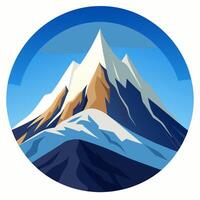 A mountain with snow on it in a round shape vector