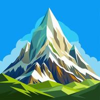 A mountain with a blue sky and clouds vector