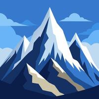 A mountain range with snow and clouds vector