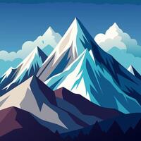 A mountain landscape with snow and clouds vector