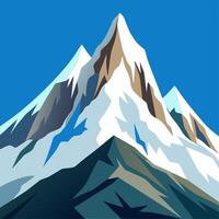 A mountain with snow on it against a blue sky vector