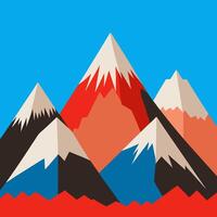 A mountain range with a red, blue and white flag vector