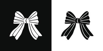 Set of two isolated textured bow silhouettes vector