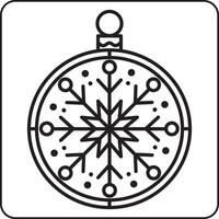 Circular Christmas ornament with a detailed snowflake pattern. vector