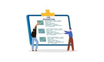 Job duties and responsibilities, job description, qualifications and requirements concept vector
