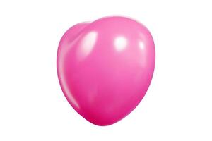 Pink 3D heart balloon with glossy surface and soft gradient. Realistic cartoon vector