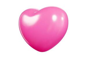 Pink 3d heart balloon with glossy surface and light reflection. vector