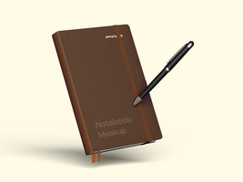 Realistic Notebook with Pen 3D Render Mockup Realistic psd