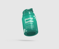 Floating Bottle Pump Mockup Front View, 3D Rendering psd
