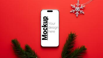 Christmas Design Smartphone Display on a Red Surface psd