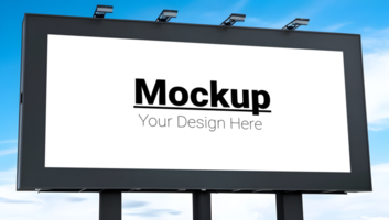 Horizontal Billboard Mockup with Expansive Sky Background psd