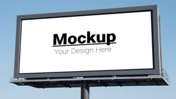 Horizontal Billboard Display with Bright Sky Background psd