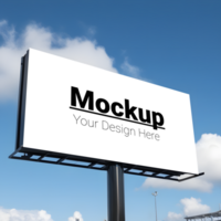 Outdoor Horizontal Billboard Display with Sky Backdrop psd
