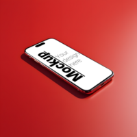 Modern Phone Display with Bold Red Backdrop psd
