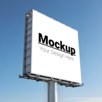Horizontal Billboard Mockup with Sky as Backdrop psd