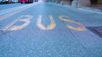 Dual carriageway with lines and painted Bus marking on top video