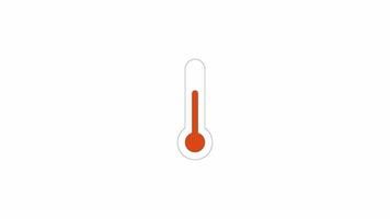 Thermometer temperature going up 2D object animation. Global warming. Heat wave cartoon 4K , alpha channel. Environmental issues. Extreme weather. Moving up animated flat item on white background video