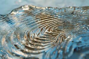 Thin transparent ice sheet reflecting sunlight showing interesting pattern photo