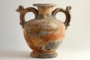 Ancient roman amphora showing the passage of time photo