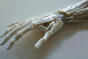 Artificial hand model showing tendons, bones and ligaments photo