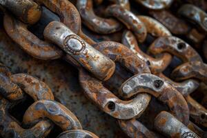 Rusty chain showing aging and corrosion over time photo