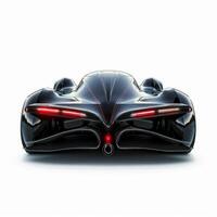 Black sportscar with red lights on standing on white background photo