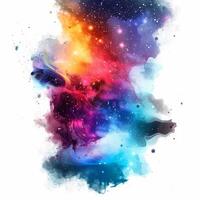 Colorful nebula cloud of ink spreading in water creating abstract galaxy space background photo