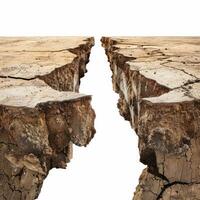 Deep crack separating earth creating dangerous abyss photo