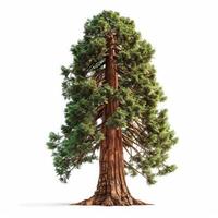 Giant sequoia tree standing tall on white background photo