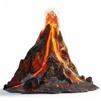 Volcano erupting with molten lava flowing down its sides photo