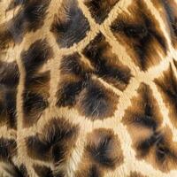 Close up view of a giraffe showing skin texture and pattern photo