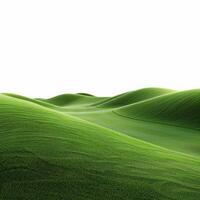Green grass growing over rolling hills on white background photo
