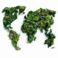 Green world map covered in lush vegetation photo