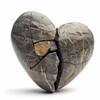 Broken heart made of stone expressing sadness and sorrow photo