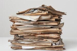 Stack of old papers creating abstract background photo