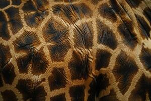 Close up on the fur and skin of a giraffe showing its distinctive pattern photo