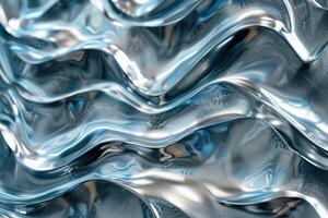 Abstract metallic texture forming wavy pattern with light reflections photo