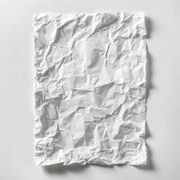 Crumpled white paper on white background creating textured effect photo