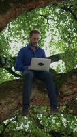 Working Remotely in Nature Enjoying a Unique Office Space Surrounded by the Outdoors video