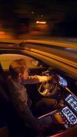 Engaging in Night Driving in a Modern Automobile Equipped with Advanced Technology Features video