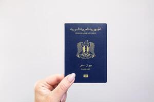 Passport Syria Held Against Simple White Background. Astana, Kazakhstan, 26 october 2024 photo
