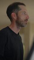 A Thoughtful Man in Profile, deeply engaged in contemplation and selfreflection video